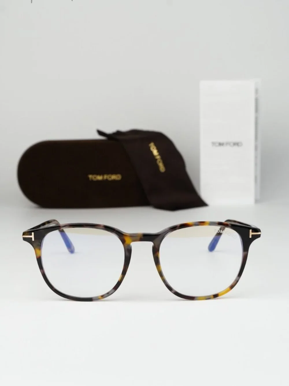 Tom Ford Women Eyeglasses Coloured Havana Square FT5832-B 055 NEW AUTHENTIC